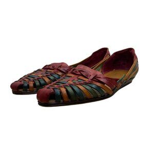 Vintage Cabin Creek Women’s Multicolor Braided Leather Huarache Flats Size 8M